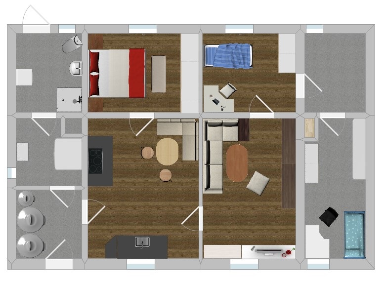 Grundriss Keffenbrink mit M�bel 2 Einfamilienhaus Keffenbrink